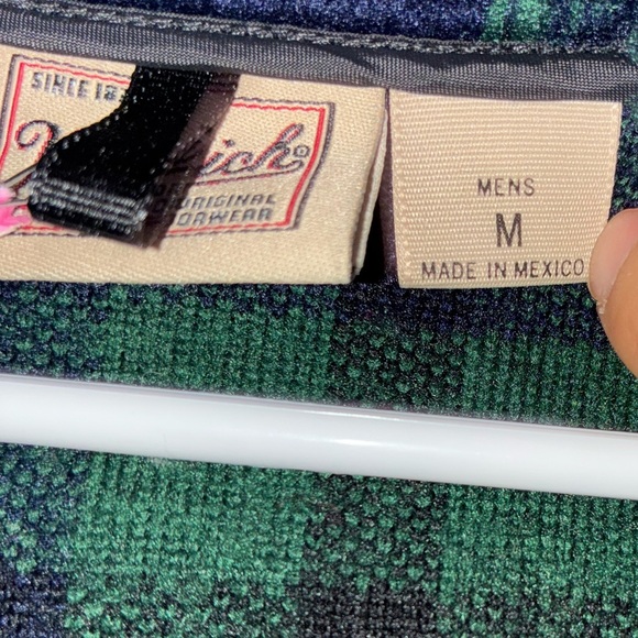 Mens WOOLRICH Green and Black Plaid Fleece Pullover - Picture 2 of 3
